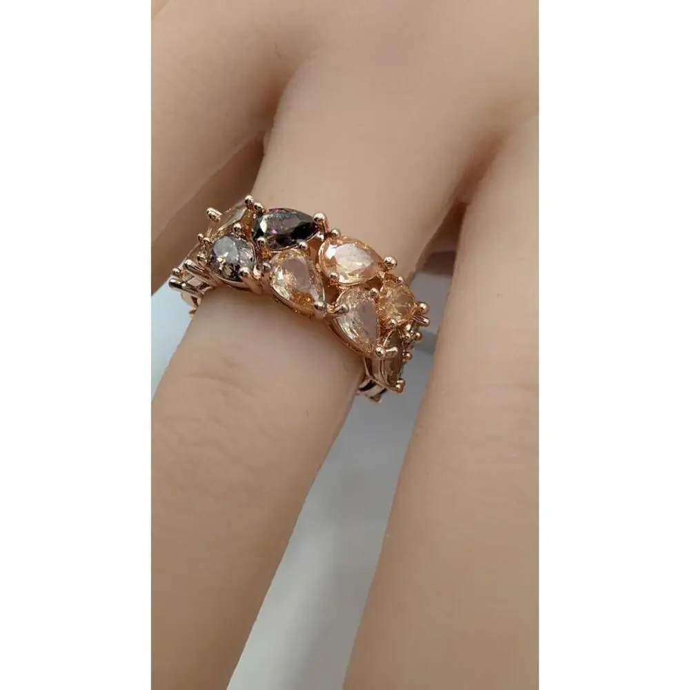 Elegant Rose Gold plated Multi-Stone Ring Size 7